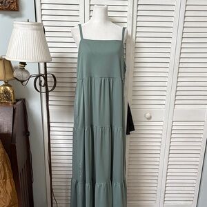 SO Sage Green Tiered Maxi Sundress